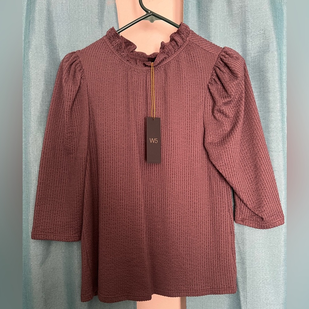 New with tags mocha colored three-quarter sleeve blouse